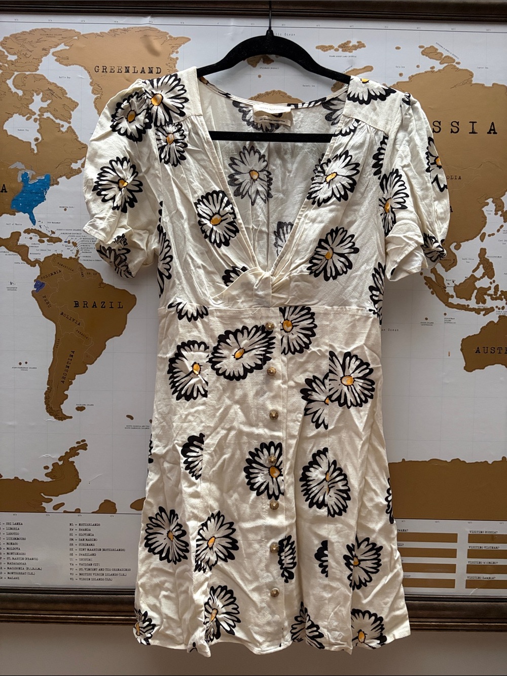 Urban Outfitters White Daisy-Print Mini Dress